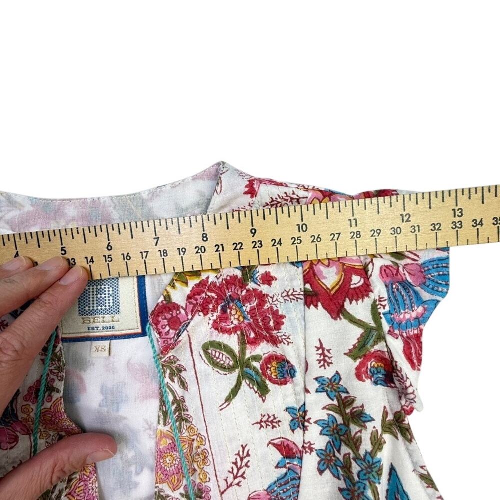Bell by Alicia Bell Floral Block Print Tassel Mini Dress XS Cotton Boho India - Picture 7 of 11